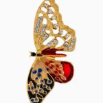 `Asymmetric Butterfly Brooch with Enamel & Crystals