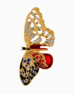 `Asymmetric Butterfly Brooch with Enamel & Crystals