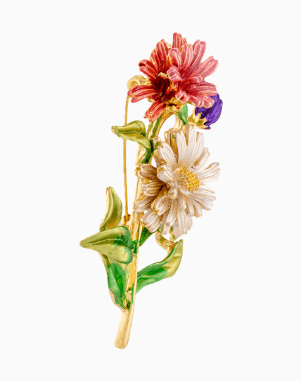 `Shooka Vintage Enamel Flower Bouquet Brooch