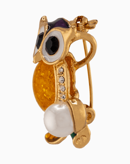 `Shooka Cute Owl Brooch with Pearl