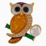 `Shooka Cute Owl Brooch with Pearl