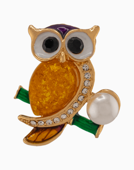 `Shooka Cute Owl Brooch with Pearl