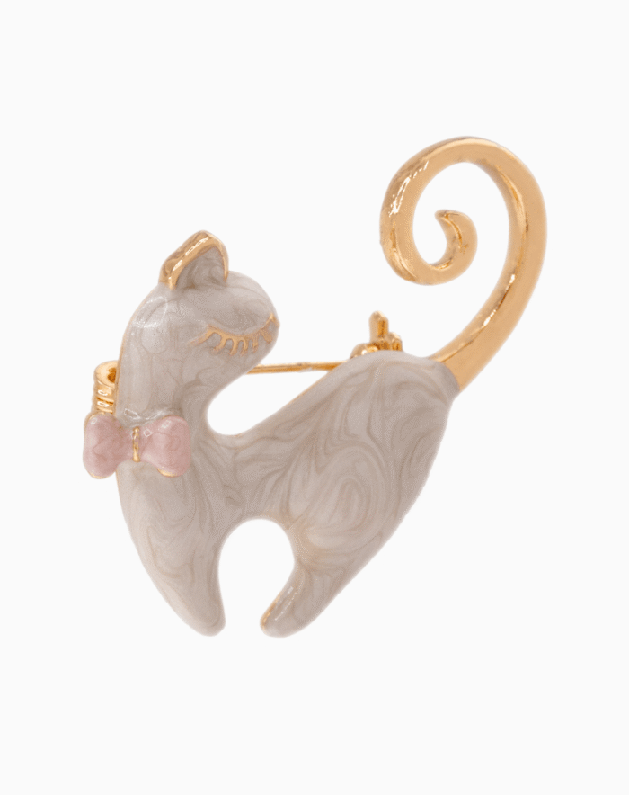 `Shooka Marbled Enamel Cat Brooch