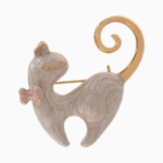 `Shooka Marbled Enamel Cat Brooch