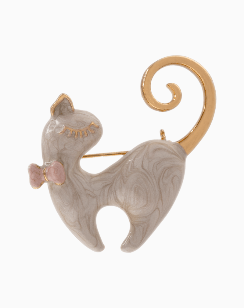 BHWGOCXX01000026 `Shooka Marbled Enamel Cat Brooch