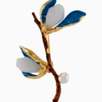 `Shooka Blue Magnolia Flower Brooch