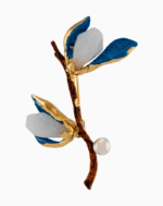 `Shooka Blue Magnolia Flower Brooch