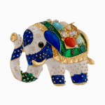 `Shooka Blue & Green Enamel Elephant Brooch