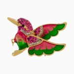 `Shooka Pink & Green Bird Brooch Pendant
