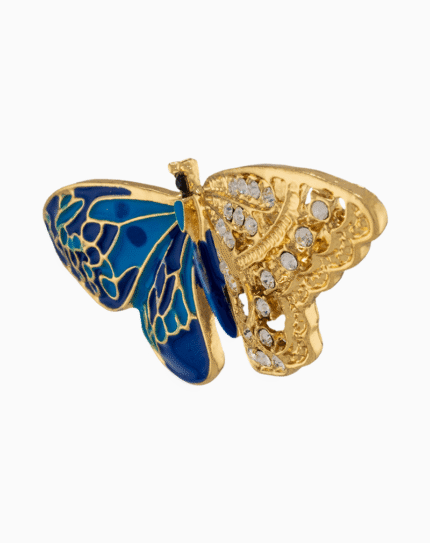 `Shooka Blue Enamel & Crystal Butterfly Brooch