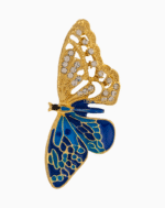 `Shooka Blue Enamel & Crystal Butterfly Brooch