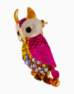 `Shooka Vibrant Owl Brooch in Fuchsia & Yellow
