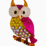 `Shooka Vibrant Owl Brooch in Fuchsia & Yellow