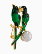 `Shooka Dark Green Love Birds Brooch