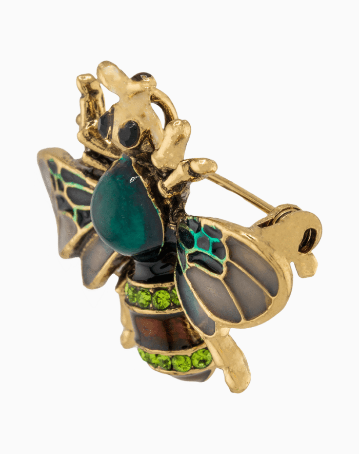 BHWGOCXX04000002-1 `Shooka Chic Bee Brooch with Emerald Green Crystal