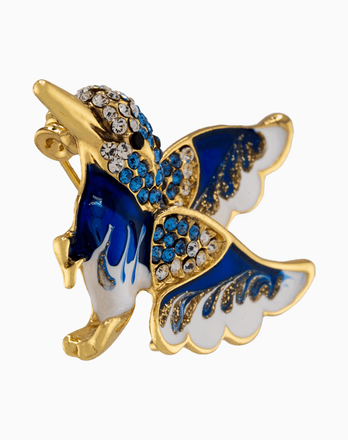 `Shooka Blue & White Bird Brooch Pendant