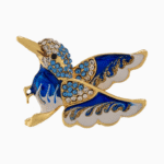 `Shooka Blue & White Bird Brooch Pendant