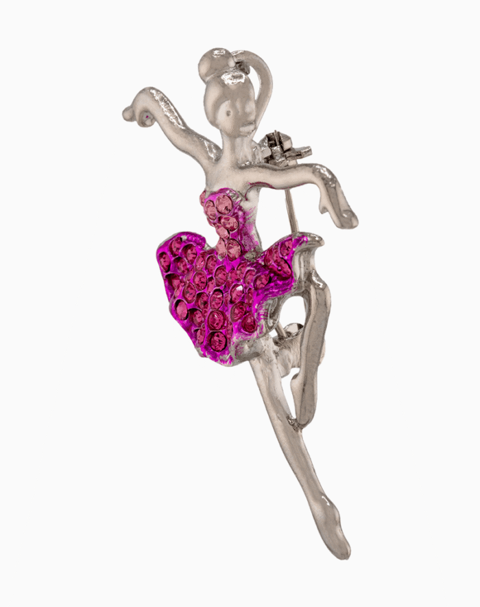 `Shooka Pink Crystal Ballerina Brooch