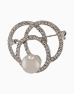`Shooka Modern Crystal Knot Pearl Brooch