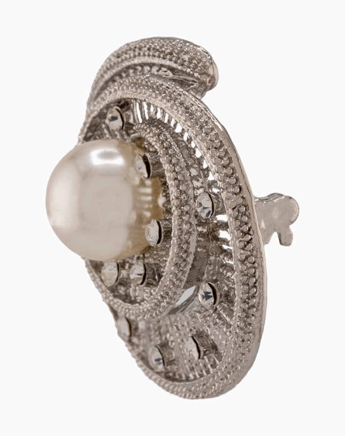 `Shooka Nautilus Shell Inspired Pearl & Crystal Brooch