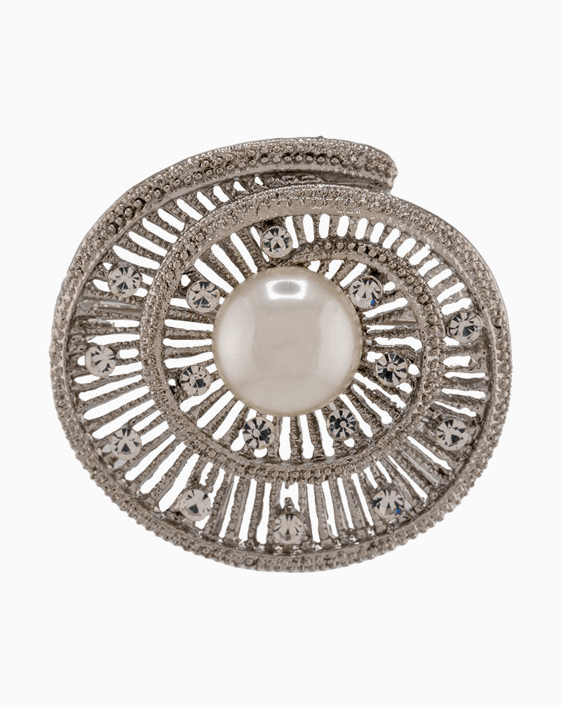 BHWSVCXX01000031 سنجاق سینه شوکا طرح مارپیچ صدفی با مروارید و کریستال - Image 1