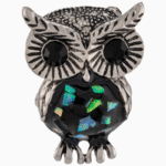 سنجاق سینه شوکا طرح جغد دودی با صدف هفت‌رنگ