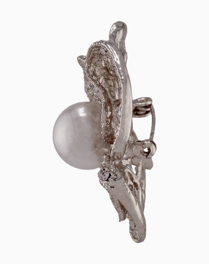 `Shooka Silver-Tone Pearl & Crystal Flower Brooch