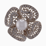 `Shooka Silver-Tone Pearl & Crystal Flower Brooch