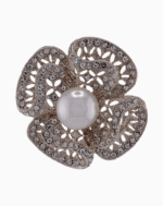 `Shooka Silver-Tone Pearl & Crystal Flower Brooch