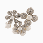 `Shooka Silver-Tone Pearl & Crystal Flower Brooch