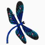 `Shooka Blue & Black Crystal Dragonfly Brooch