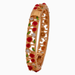 Shoucka Women's Botanical Ruby Vine Bangle | Gold Plated