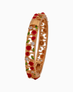 Shoucka Women's Botanical Ruby Vine Bangle | Gold Plated