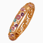 Shoucka Women's Floral Garden Enamel Bangle | Rose Gold Plated