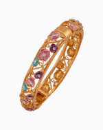 Shoucka Women's Floral Garden Enamel Bangle | Rose Gold Plated
