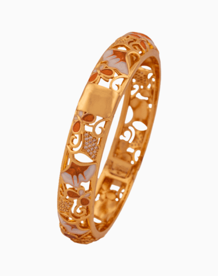 Shoucka Women's Autumn Leaves Enamel Bangle | Gold Plated
