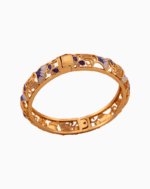 Shoucka Women's Purple Bloom Enamel Bangle | Gold Plated