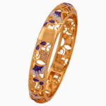 Shoucka Women's Purple Bloom Enamel Bangle | Gold Plated