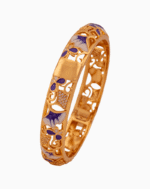 Shoucka Women's Purple Bloom Enamel Bangle | Gold Plated