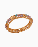 Shoucka Women's "Palette" Floral Crystal Bangle | Gold Plated