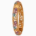 Shoucka Women's "Palette" Floral Crystal Bangle | Gold Plated