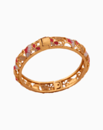 Shoucka Women's Magenta Rose Enamel Bangle | Gold Plated