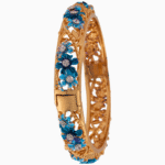 Shoucka Women's Blue Blossom Crystal Bangle | Gold Plated