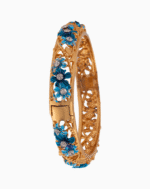 Shoucka Women's Blue Blossom Crystal Bangle | Gold Plated
