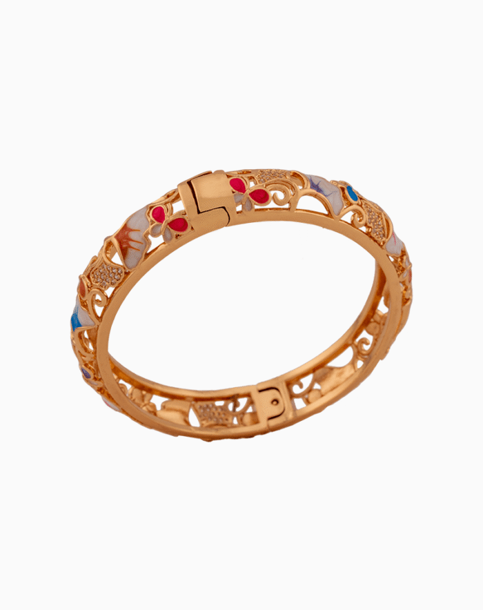 Shoucka Women's Multi-Color Palette Enamel Bangle | Gold Plated