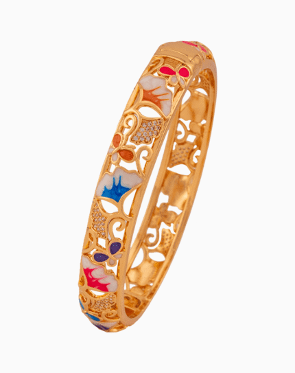 Shoucka Women's Multi-Color Palette Enamel Bangle | Gold Plated
