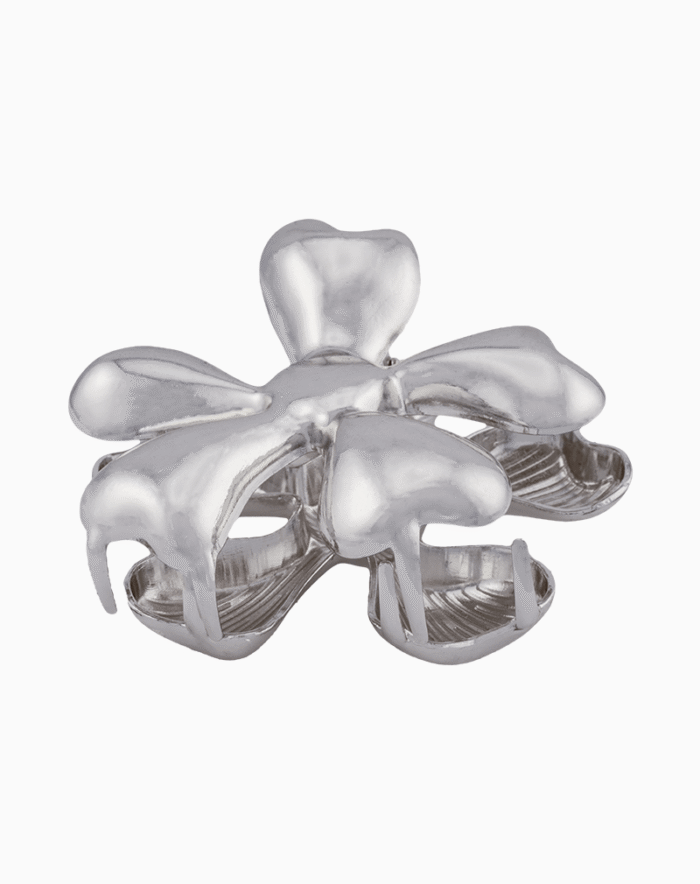 Shoucka Large Silver Flower Metal Claw Clip for Women