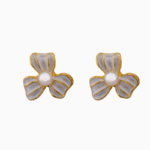 `Shooka 3-Petal Flower Pearl Stud Earrings