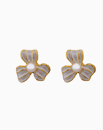 `Shooka 3-Petal Flower Pearl Stud Earrings