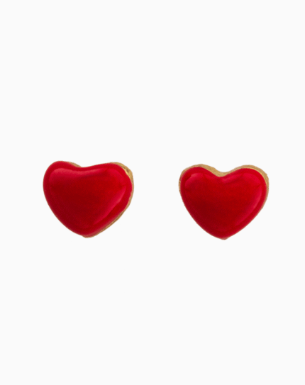 `Shooka Red Enamel Heart Stud Earrings